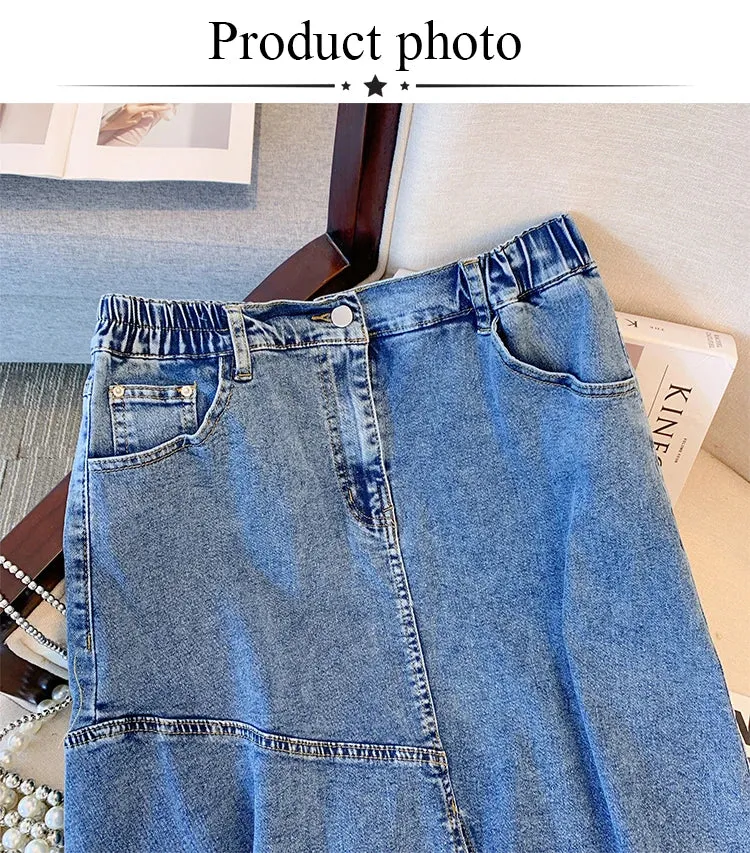 Plus Size Casual Denim Loose Skirts