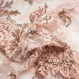 Powder Pink Floral Embroidered Tulle