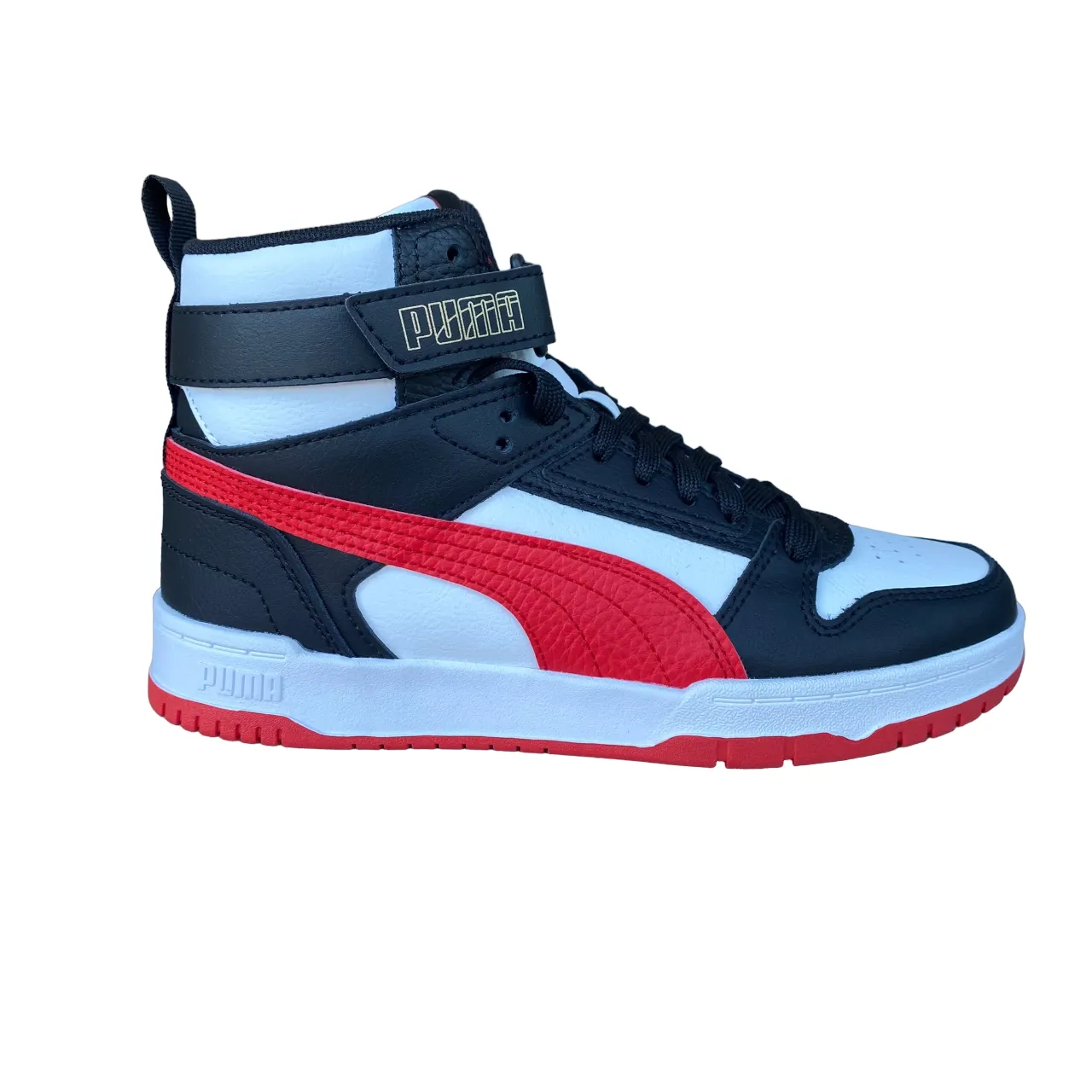 Puma scarpa sneakers da ragazzo RBD Game 386172 08 bianco-rosso-nero-oro