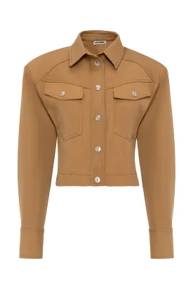 Shoulder Pad Gabardine Crop Jacket (Final Sale)