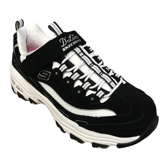 Skechers sneakers da bambina e ragazza D'Lites Crowd Appeal 80588L BKW nero bianco