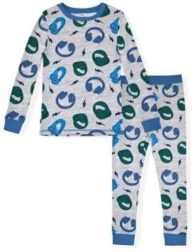 Sleep On It Boys 2-Piece Super Soft Jersey Long Sleeve Snug-Fit Pajama Set - Music