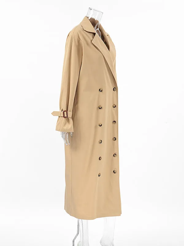 Split-Joint Long Sleeves Loose Lapel Trench Coats Outerwear