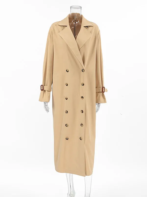 Split-Joint Long Sleeves Loose Lapel Trench Coats Outerwear