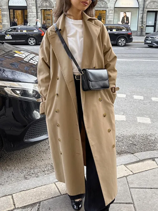 Split-Joint Long Sleeves Loose Lapel Trench Coats Outerwear