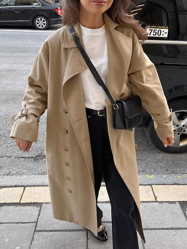 Split-Joint Long Sleeves Loose Lapel Trench Coats Outerwear