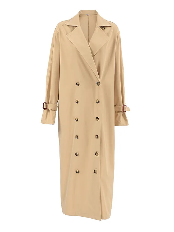 Split-Joint Long Sleeves Loose Lapel Trench Coats Outerwear