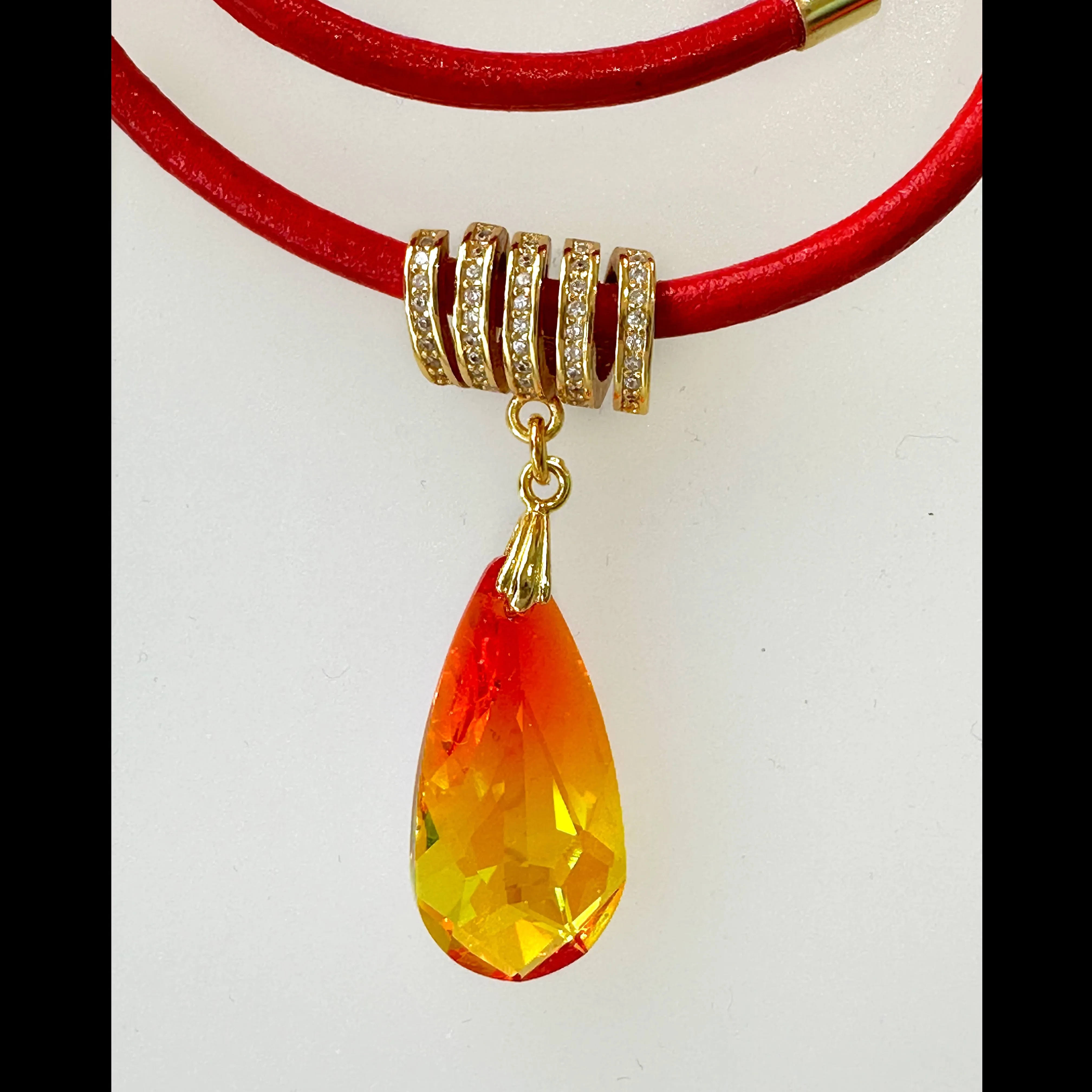 Swarovski Fireopal Pear Drop Necklace