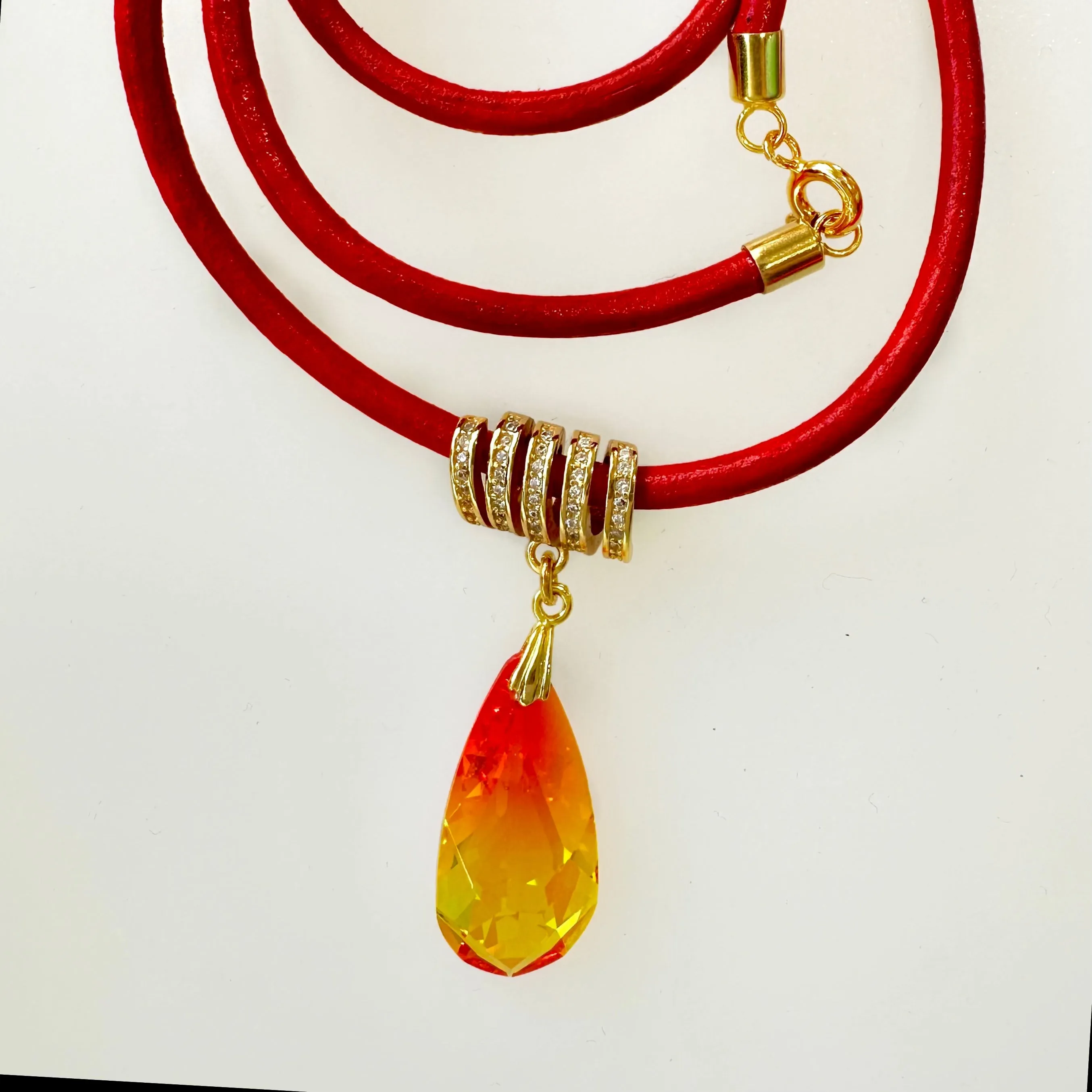 Swarovski Fireopal Pear Drop Necklace