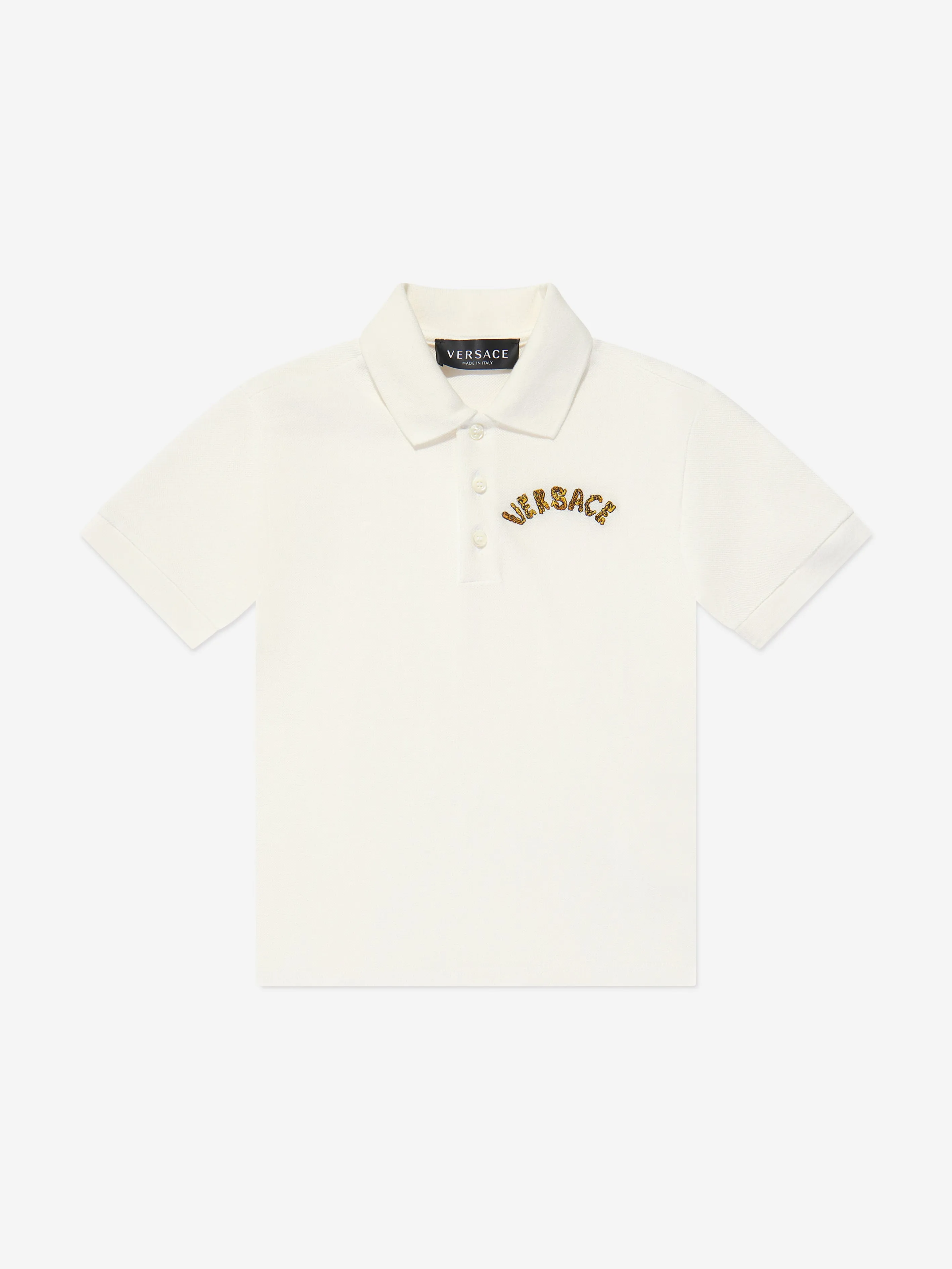 Versace Boys Logo Polo Shirt in White