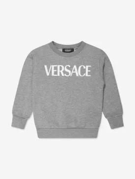 Versace Boys Logo Print Sweatshirt in Grey