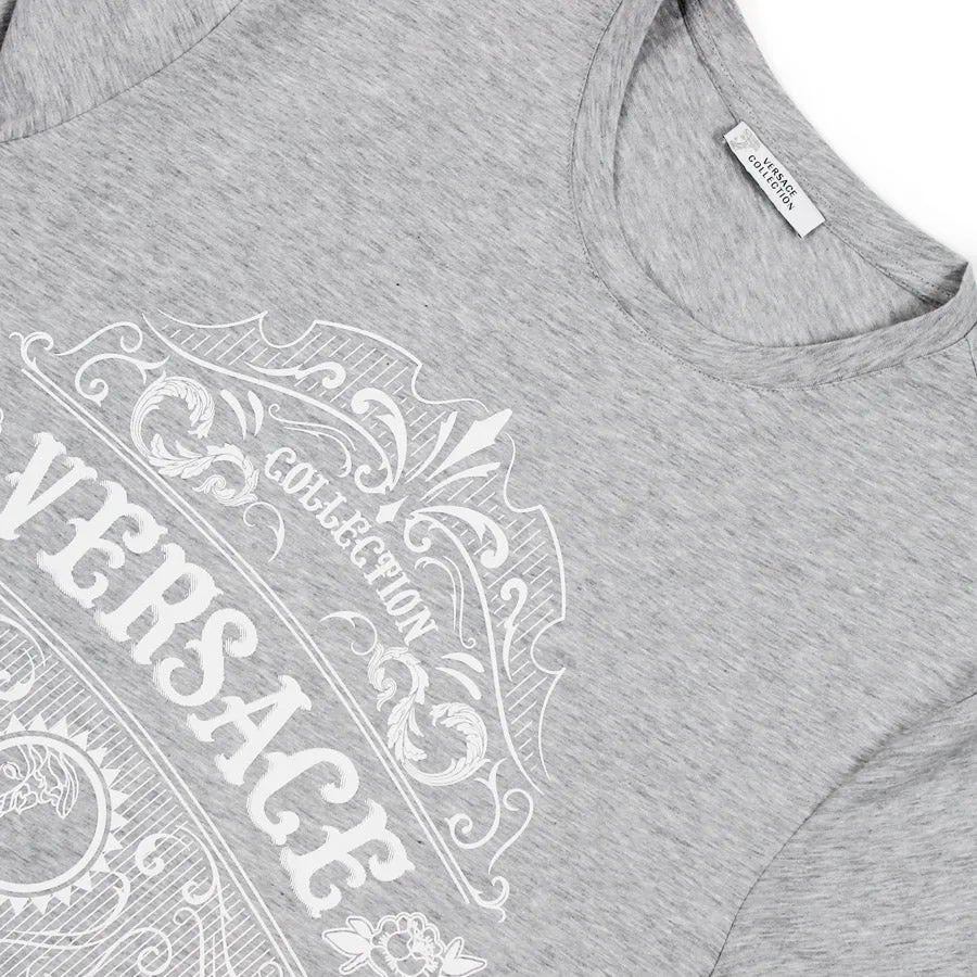 Versace Collection - Graphic Logo Print T-Shirt in Grey Melange