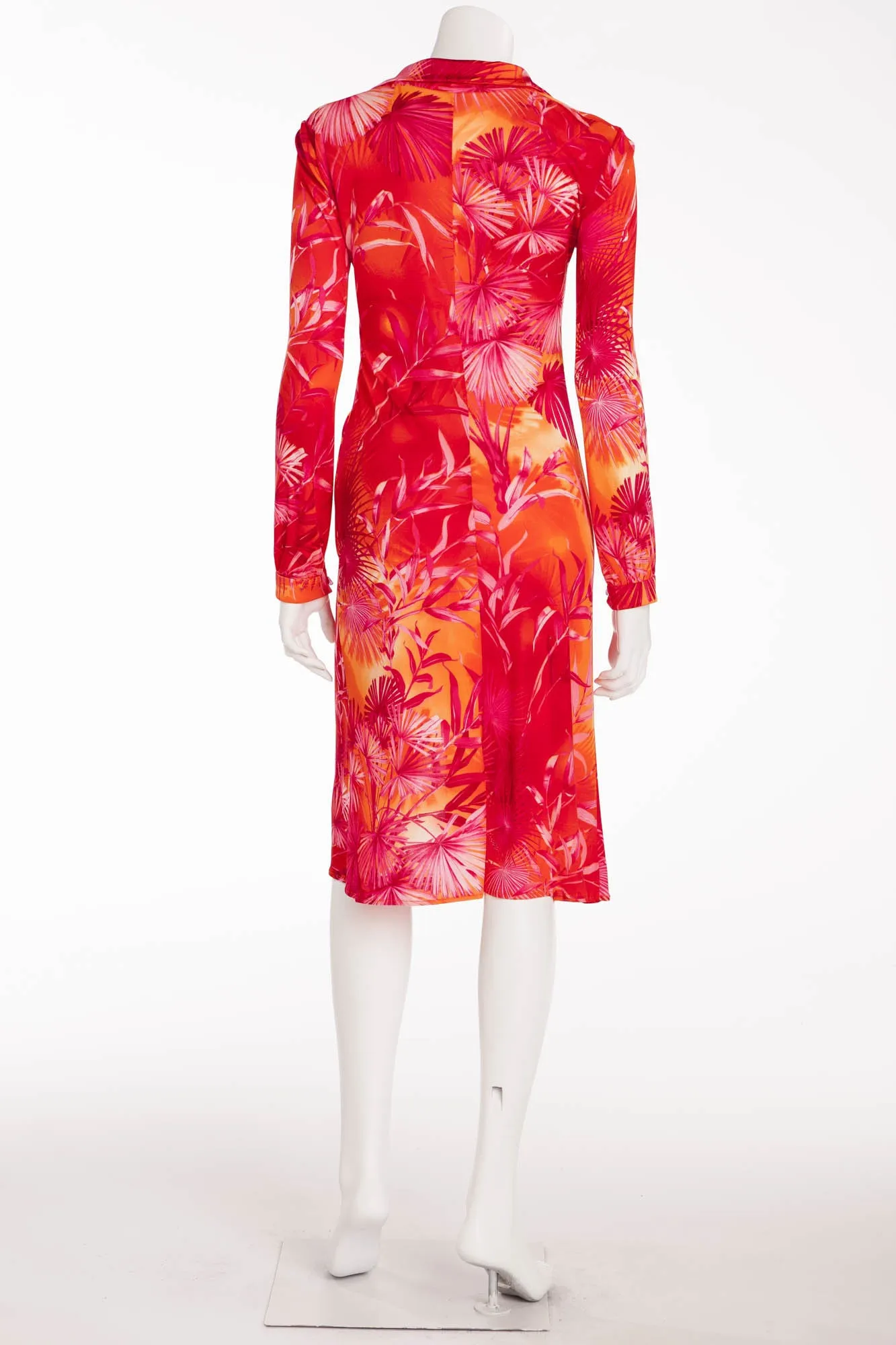 Versace - Iconic Red Draped Pink Floral Dress - IT 40