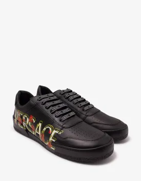 Versace Ilus Black Logo Trainers