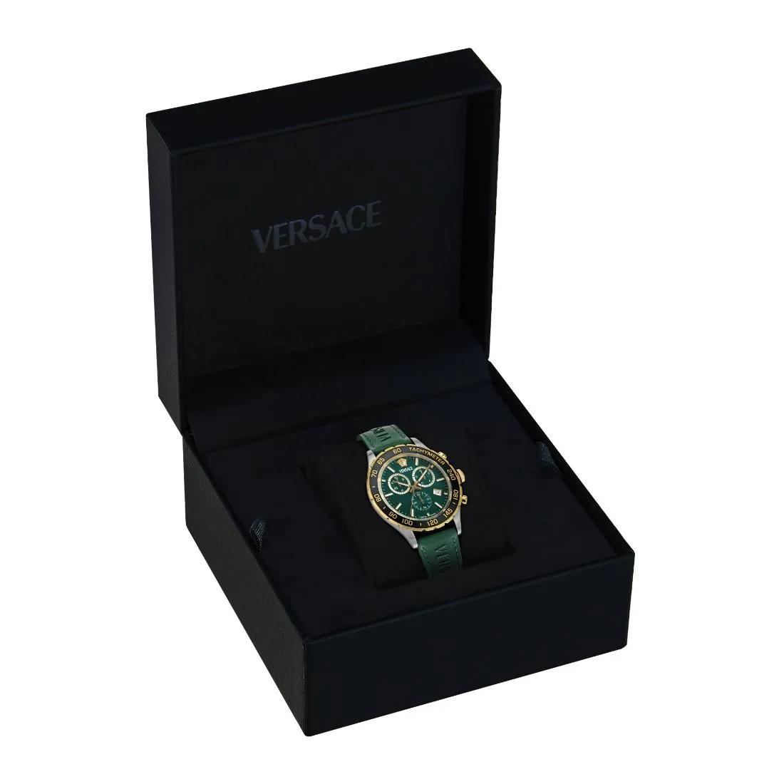 Versace Men 43 x 56.6mm Size Green Round Dial Analog Watch- VEPCA0224