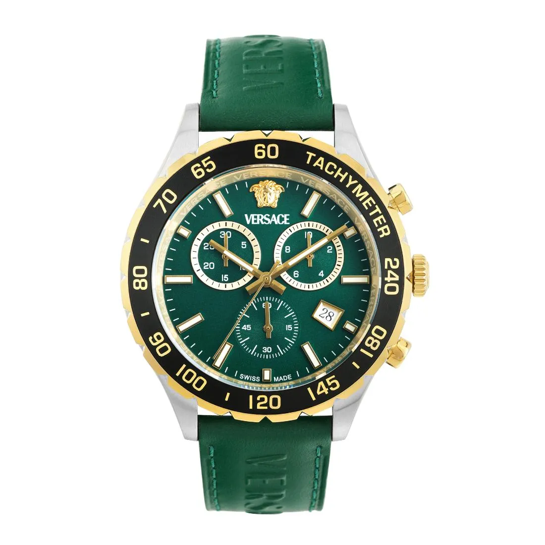 Versace Men 43 x 56.6mm Size Green Round Dial Analog Watch- VEPCA0224