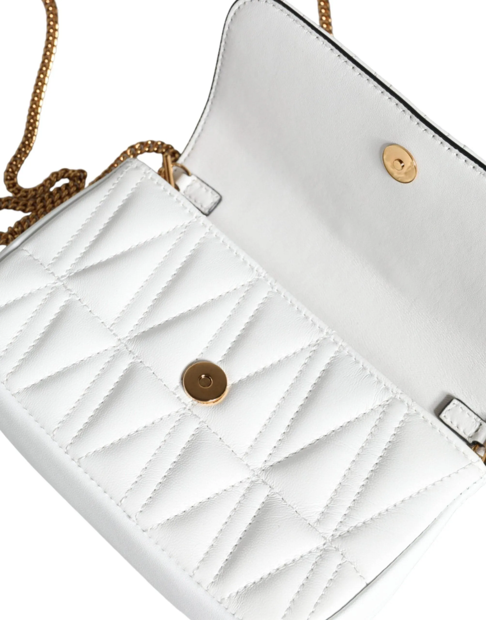 Versace White Quilted Nappa Leather Crossbody Shoulder Bag