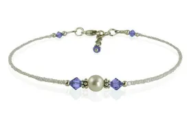 Victoria - Custom Crystal Cream Pearl Beaded Anklets