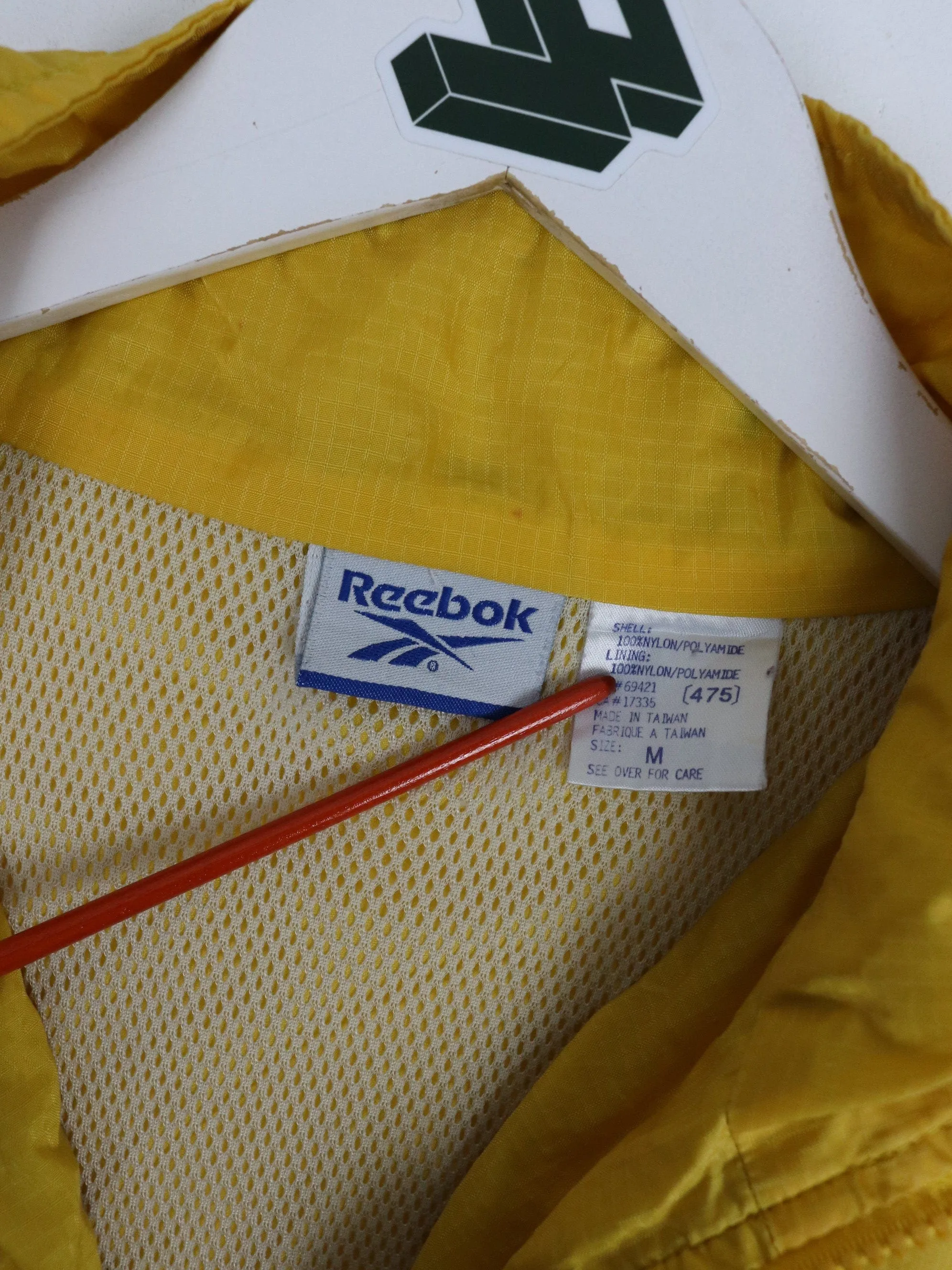 Vintage Reebok Windbreaker Mens Medium Yellow Anorak