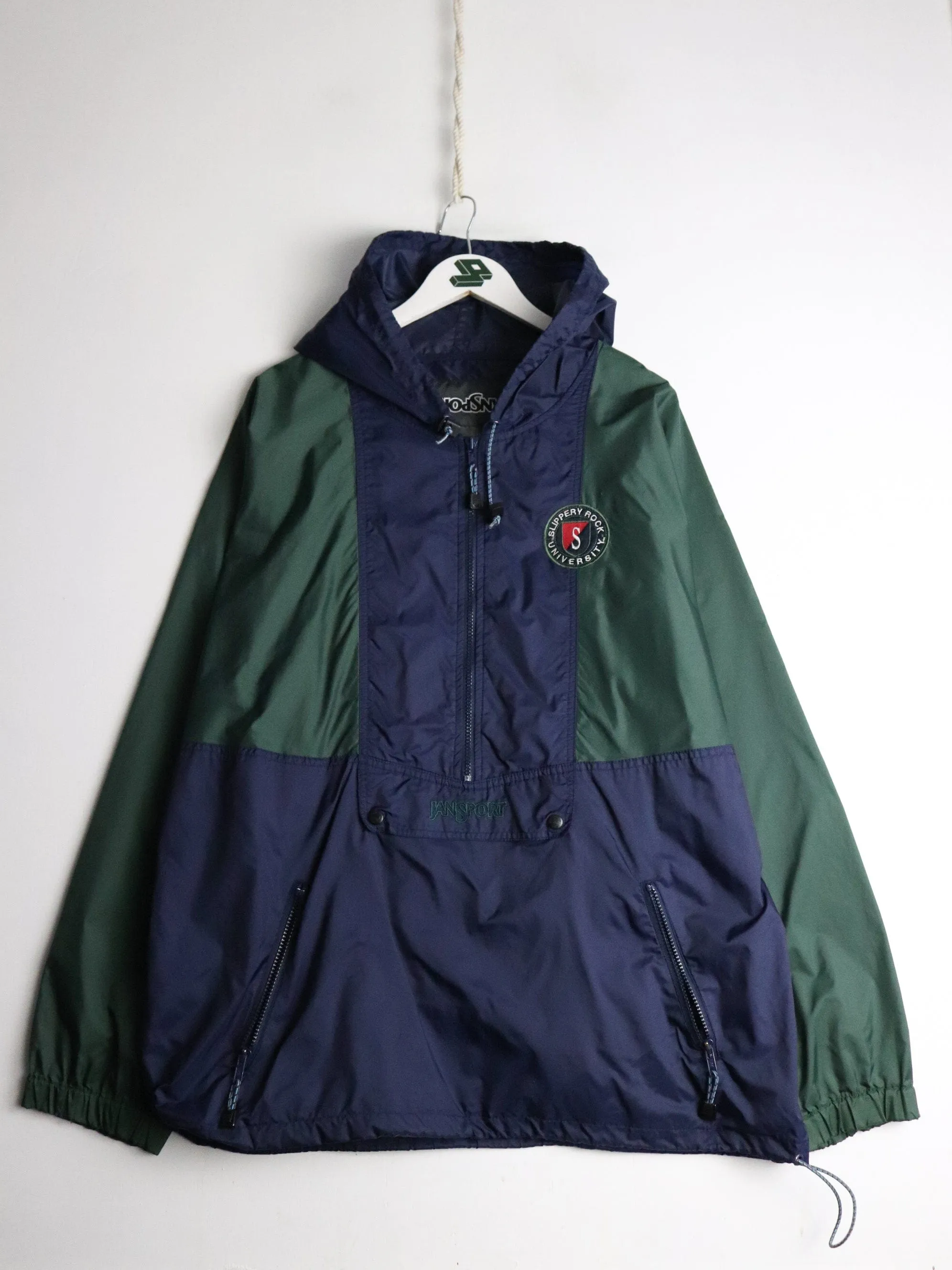 Vintage Slippery Rock University Windbreaker Mens XL Blue Anorak