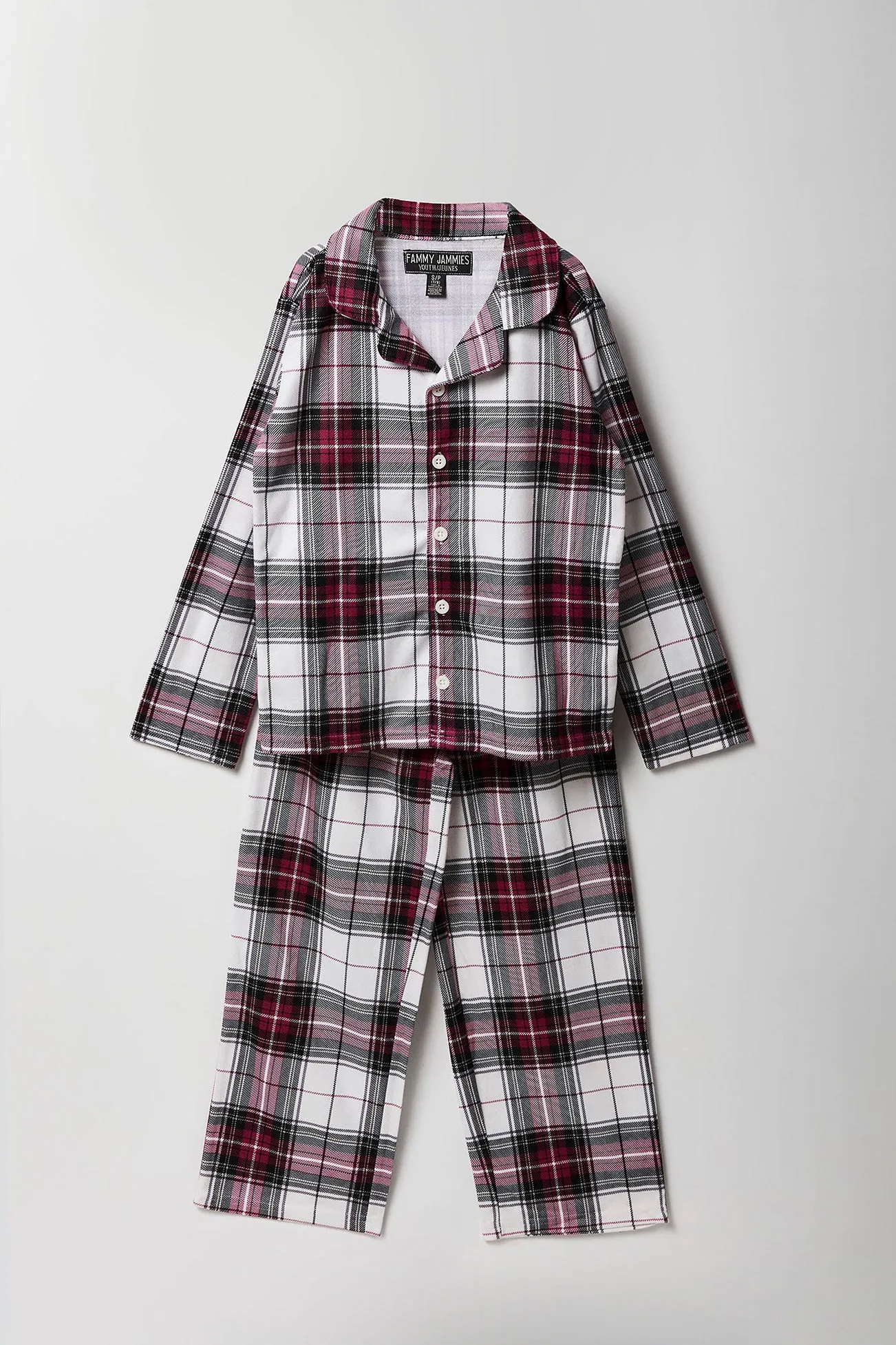 Youth Fammy Jammies Plaid Flannel 2 Piece Pajama Set